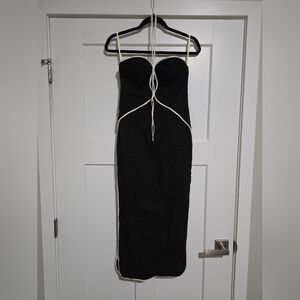 FARM Rio Black Strapless Maxi Dress with White Piping